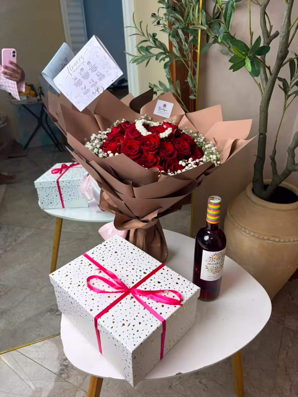 30 Stems And Gypso With Initial — detail 5 — flowers delivered in Accra