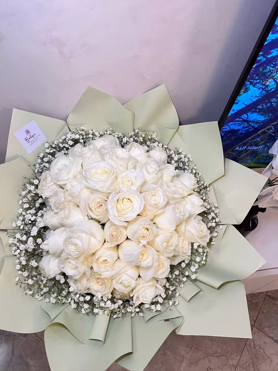 50 Stems And Gypso — detail 1 — flowers delivered in Accra