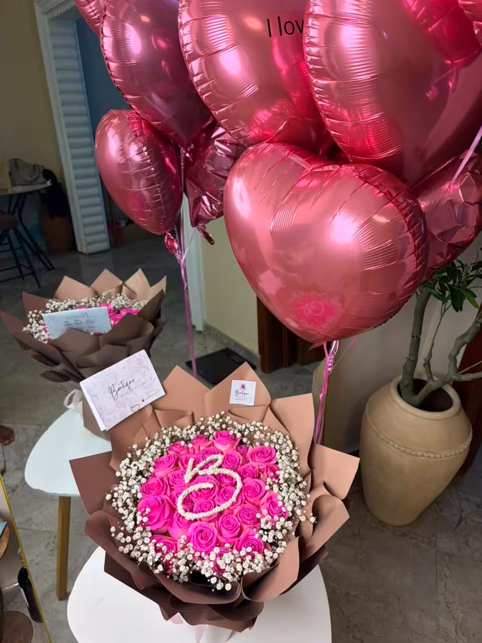 30 Stems And Gypso With Initial — detail 2 — flowers delivered in Accra