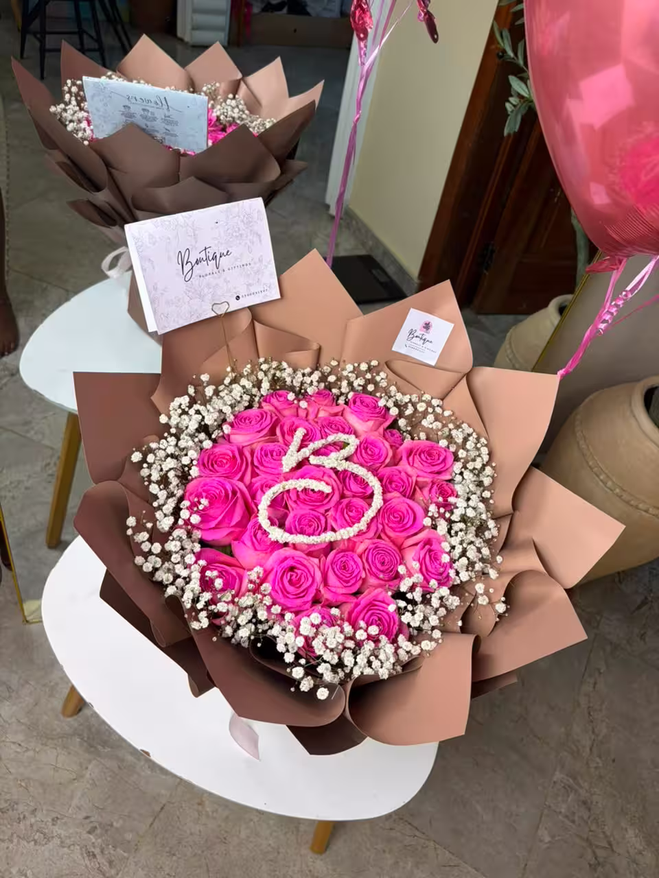 30 Stems And Gypso With Initial — detail 4 — flowers delivered in Accra