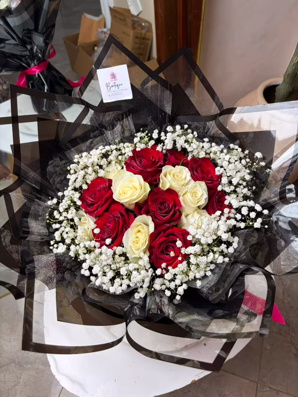 15 Stems And Gypso — detail 1 — flowers delivered in Accra