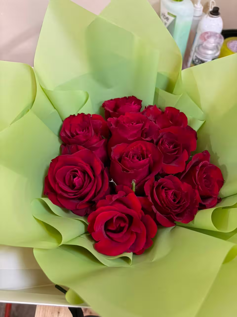 10 Stems Red Roses — detail 4 — flowers delivered in Accra
