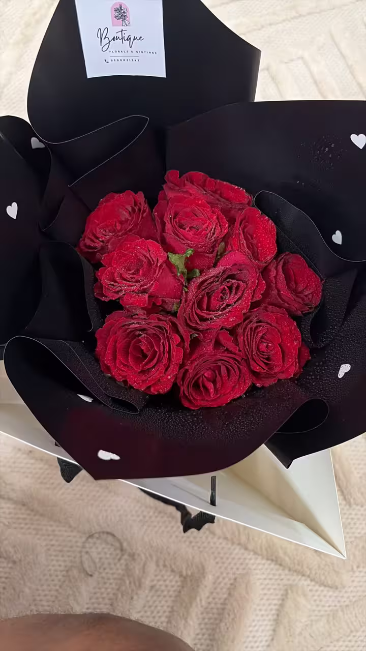10 Stems Red Roses — detail 5 — flowers delivered in Accra